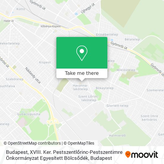 Budapest, XVIII. Ker. Pestszentlőrinc-Pestszentimre Önkormányzat Egyesített Bölcsődék map
