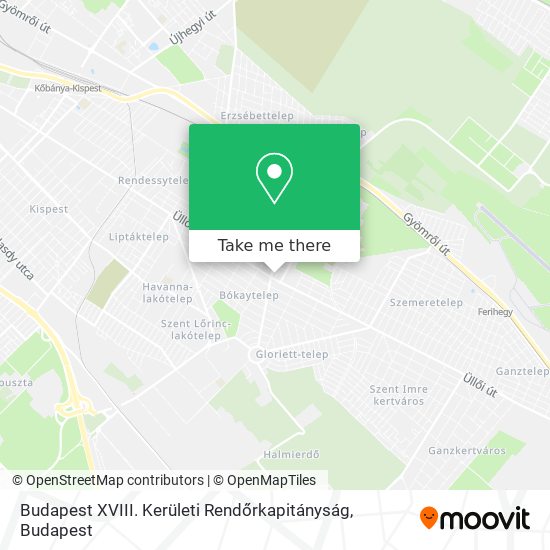 Budapest XVIII. Kerületi Rendőrkapitányság map