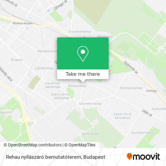 Rehau nyílászáró bemutatóterem map