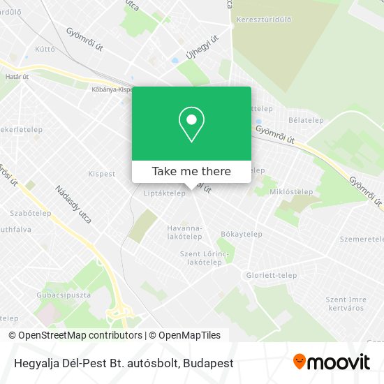 Hegyalja Dél-Pest Bt. autósbolt map