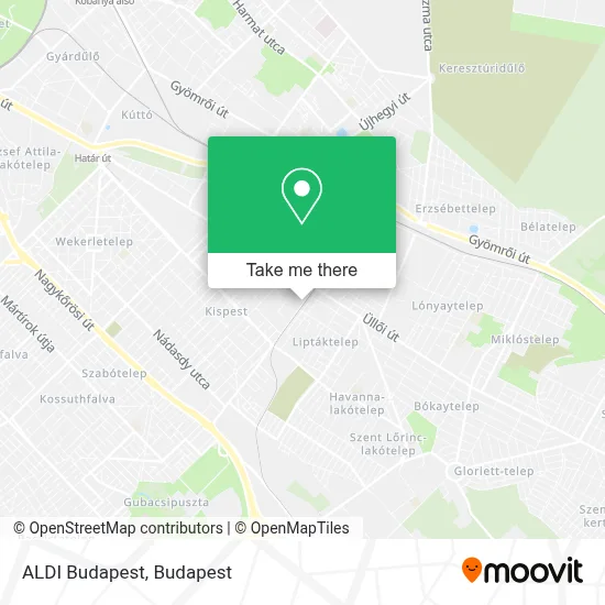 ALDI Budapest map