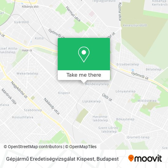 Gépjármű Eredetiségvizsgálat Kispest map