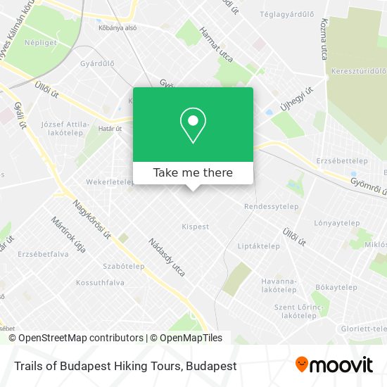 Trails of Budapest Hiking Tours map