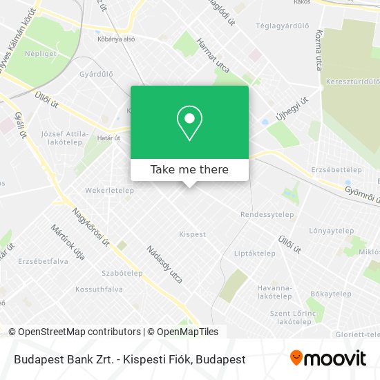 Budapest Bank Zrt. - Kispesti Fiók map