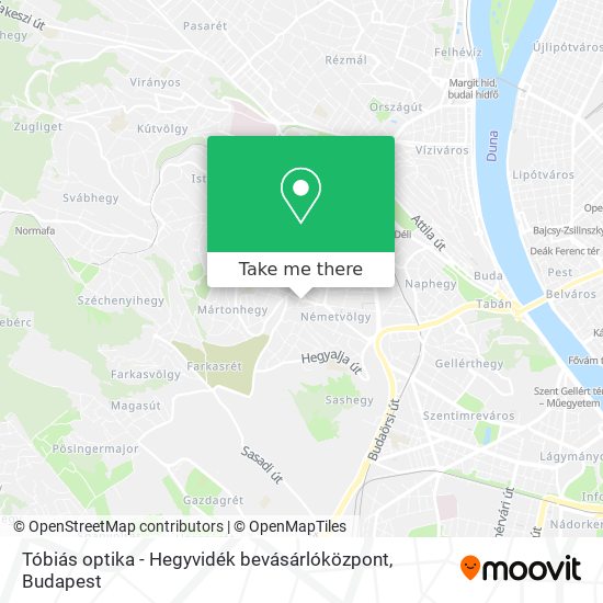 Tóbiás optika - Hegyvidék bevásárlóközpont map