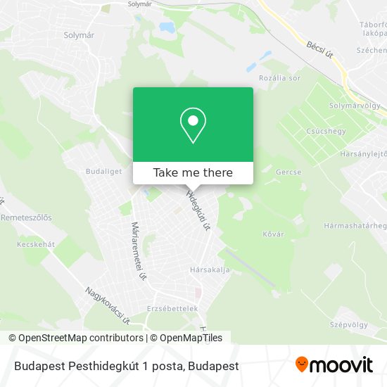Budapest Pesthidegkút 1 posta map