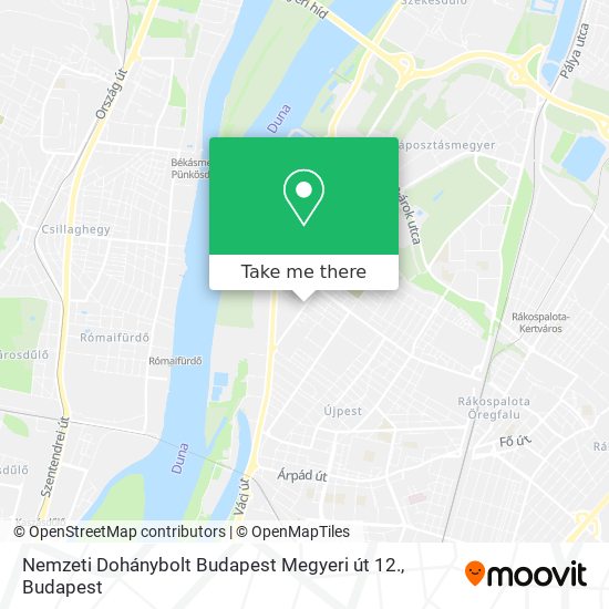 Nemzeti Dohánybolt Budapest Megyeri út 12. map