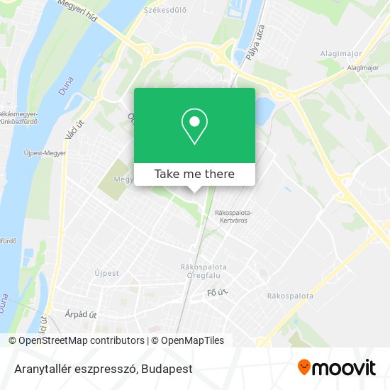 Aranytallér eszpresszó map