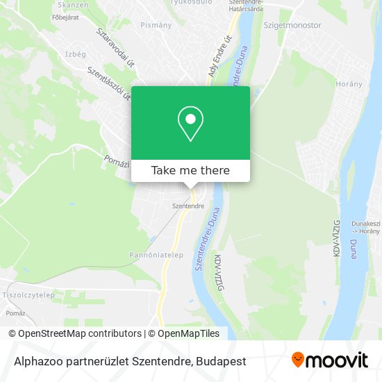 Alphazoo partnerüzlet Szentendre map