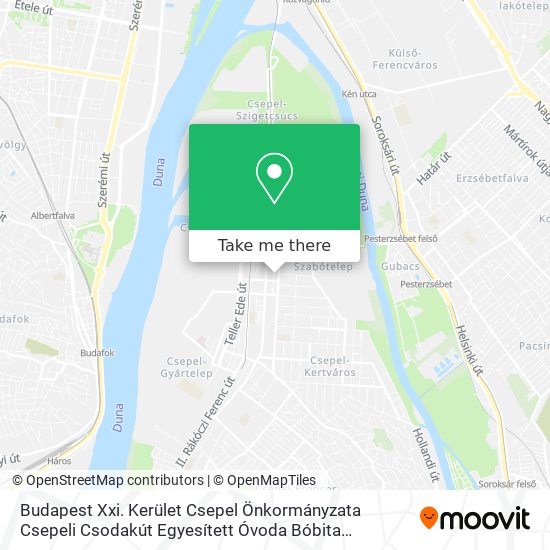 Budapest Xxi. Kerület Csepel Önkormányzata Csepeli Csodakút Egyesített Óvoda Bóbita Tagóvodája map