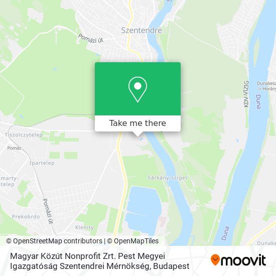 Magyar Közút Nonprofit Zrt. Pest Megyei Igazgatóság Szentendrei Mérnökség map