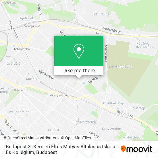 Budapest X. Kerületi Éltes Mátyás Általános Iskola És Kollégium map