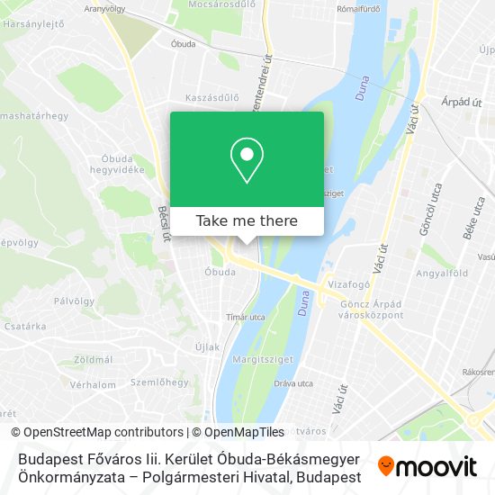 Budapest Főváros Iii. Kerület Óbuda-Békásmegyer Önkormányzata – Polgármesteri Hivatal map