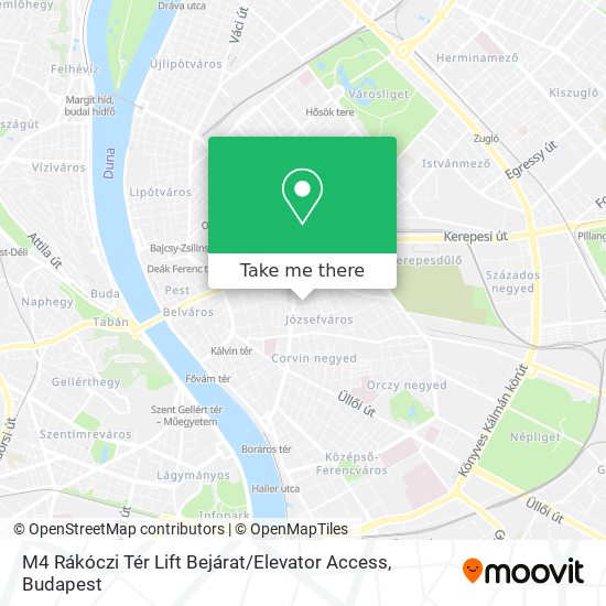 M4 Rákóczi Tér Lift Bejárat / Elevator Access map