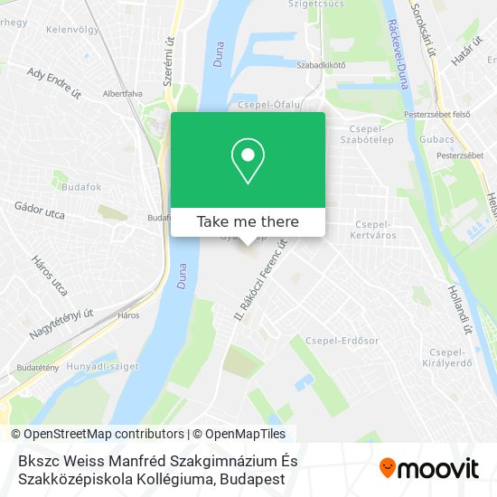 Bkszc Weiss Manfréd Szakgimnázium És Szakközépiskola Kollégiuma map