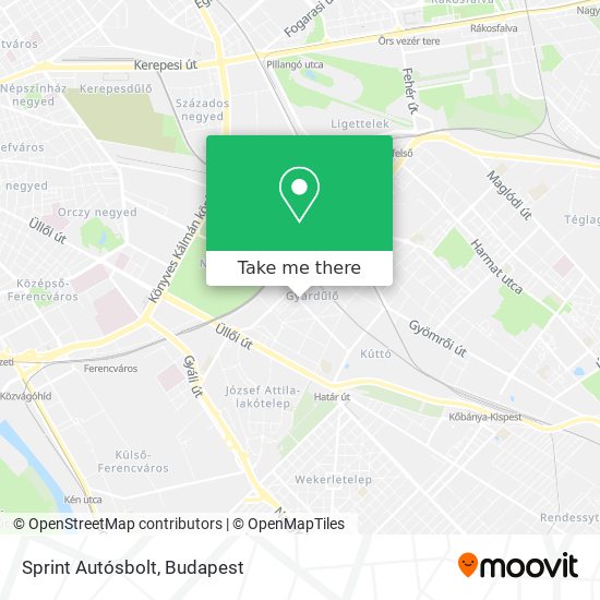 Sprint Autósbolt map
