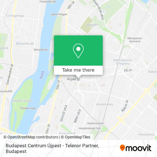 Budapest Centrum Újpest - Telenor Partner map