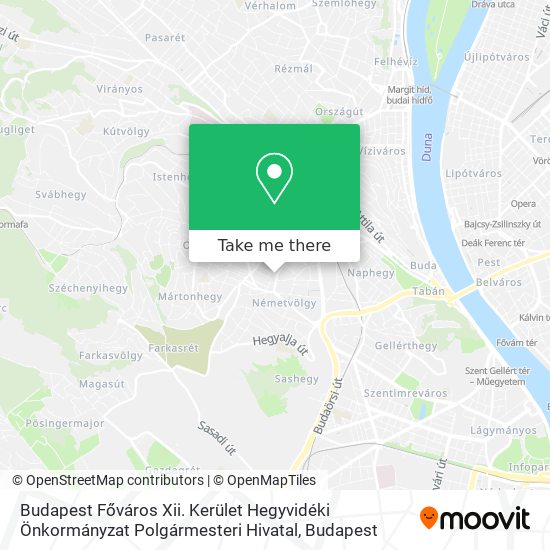 Budapest Főváros Xii. Kerület Hegyvidéki Önkormányzat Polgármesteri Hivatal map