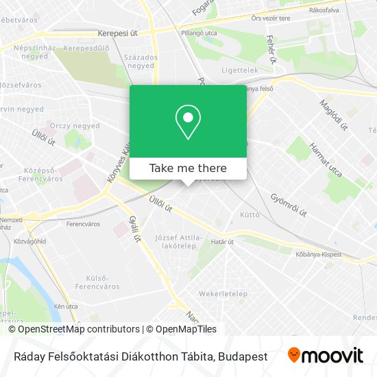 Ráday Felsőoktatási Diákotthon Tábita map