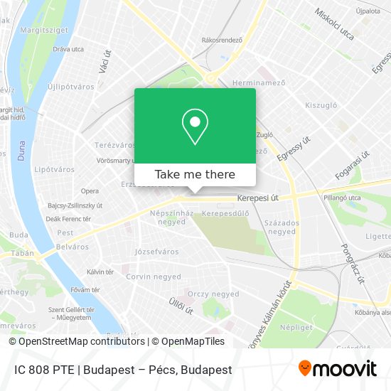 IC 808 PTE | Budapest – Pécs map