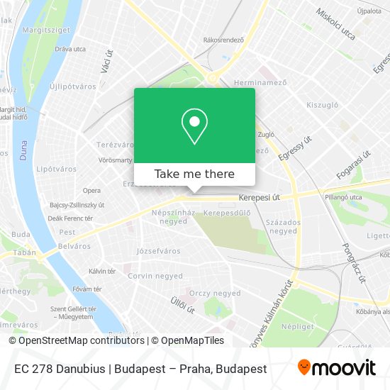EC 278 Danubius | Budapest – Praha map