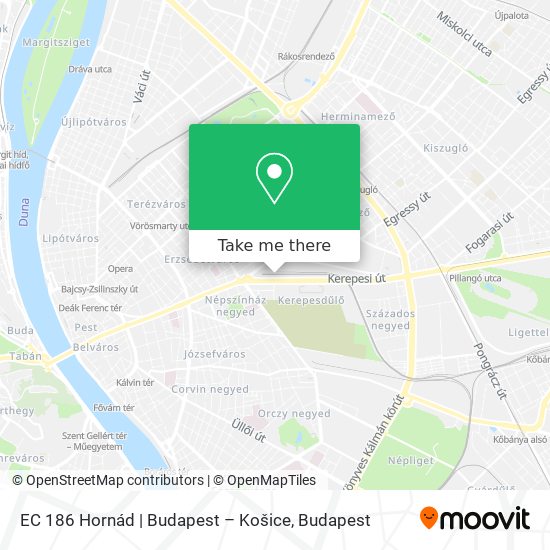 EC 186 Hornád | Budapest – Košice map