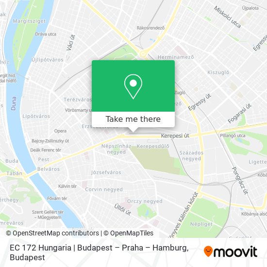 EC 172 Hungaria | Budapest – Praha – Hamburg map