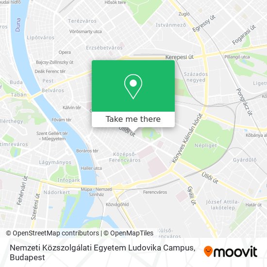 Nemzeti Közszolgálati Egyetem Ludovika Campus map