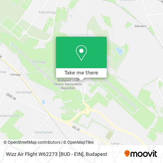 Wizz Air Flight W62273 [BUD - EIN] map
