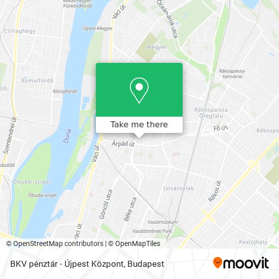 BKV pénztár - Újpest Központ map