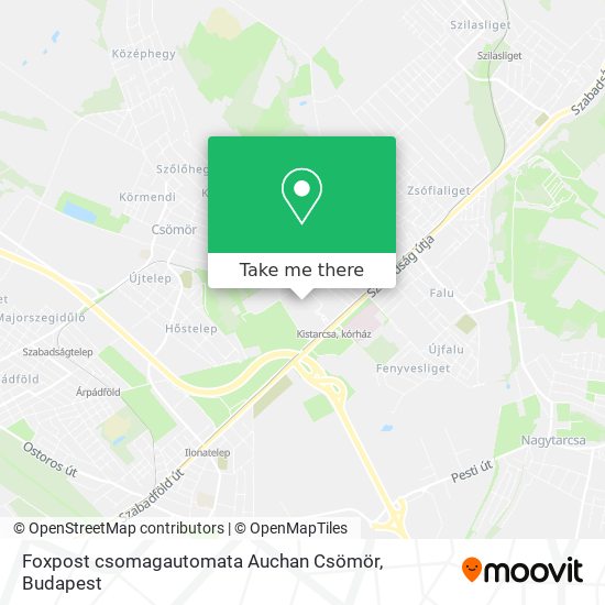 Foxpost csomagautomata Auchan Csömör map