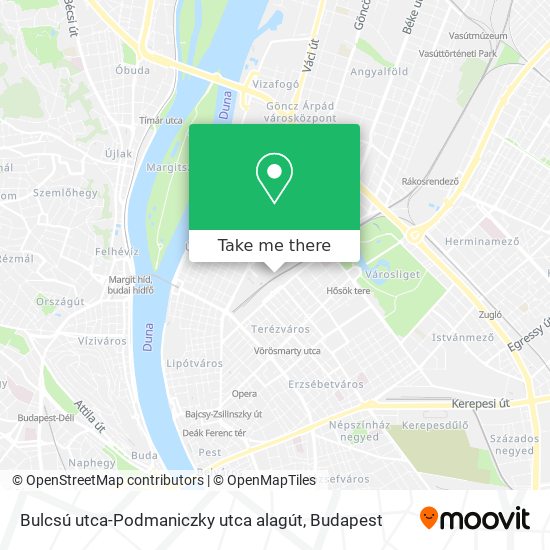 Bulcsú utca-Podmaniczky utca alagút map
