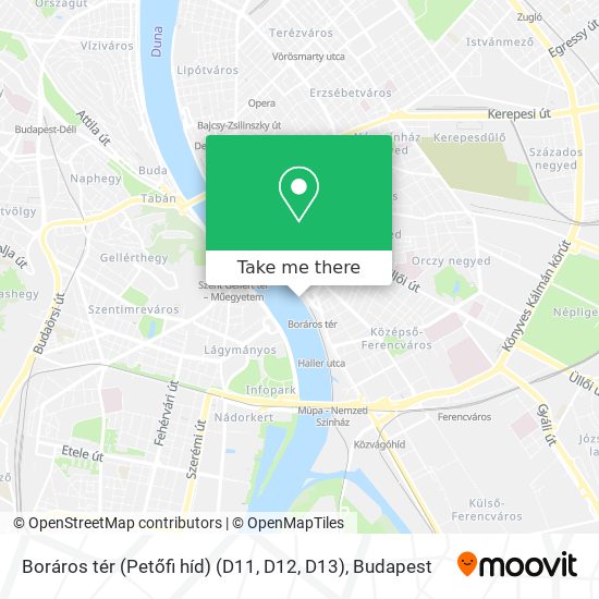 Boráros tér (Petőfi híd) (D11, D12, D13) map