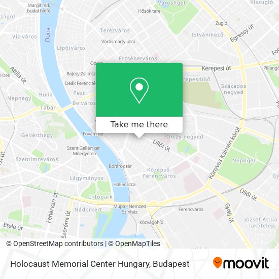 Holocaust Memorial Center Hungary map