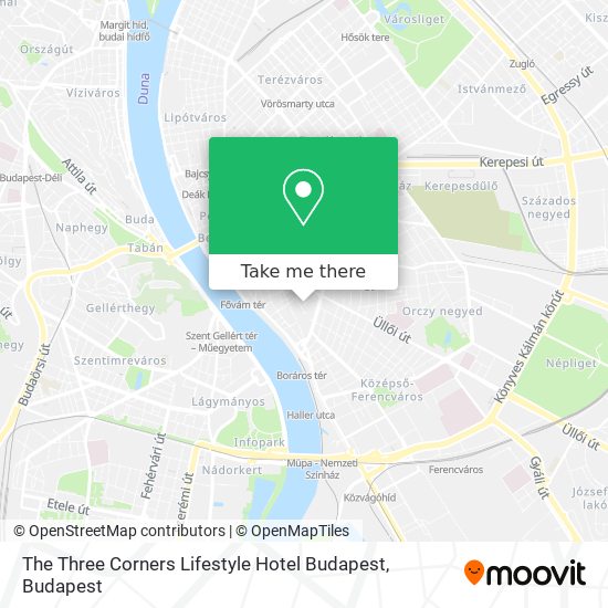 The Three Corners Lifestyle Hotel Budapest map