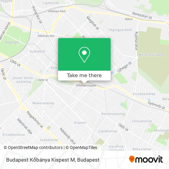 Budapest Kőbánya Kispest M map