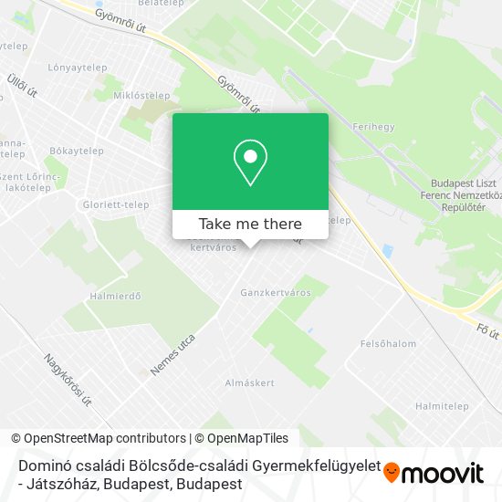Dominó családi Bölcsőde-családi Gyermekfelügyelet - Játszóház, Budapest map