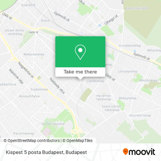Kispest 5 posta Budapest map