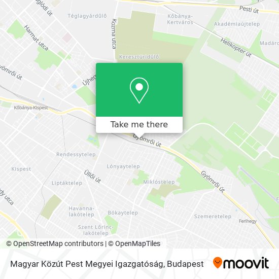 Magyar Közút Pest Megyei Igazgatóság map