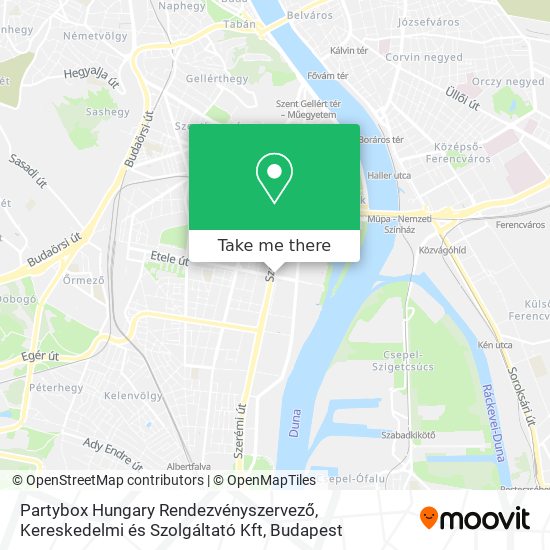 Partybox Hungary Rendezvényszervező, Kereskedelmi és Szolgáltató Kft map