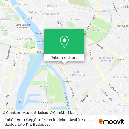 Tabán-Autó Gépjárműkereskedelmi, Javító és Szolgáltató Kft map