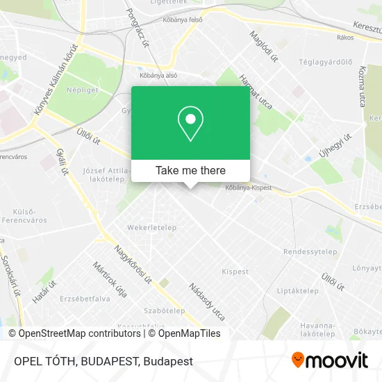 OPEL TÓTH, BUDAPEST map