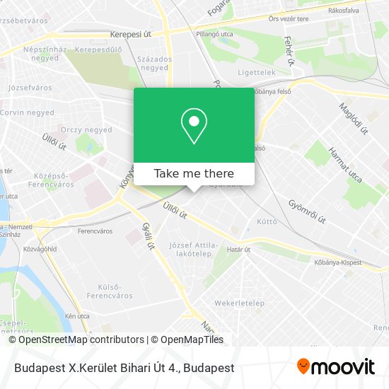 Budapest X.Kerület Bihari Út 4. map