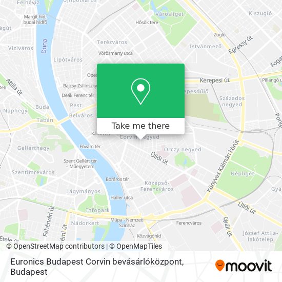 Euronics Budapest Corvin bevásárlóközpont map