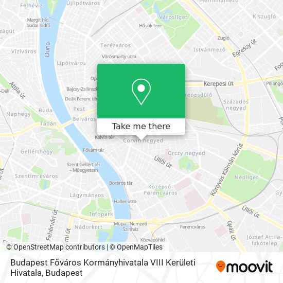 Budapest Főváros Kormányhivatala VIII Kerületi Hivatala map