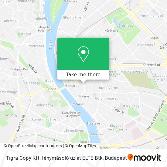 Tigra-Copy Kft. fénymásoló üzlet ELTE Btk map