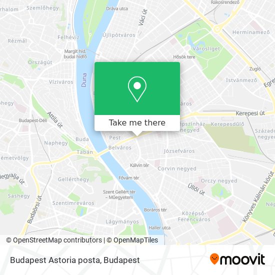 Budapest Astoria posta map