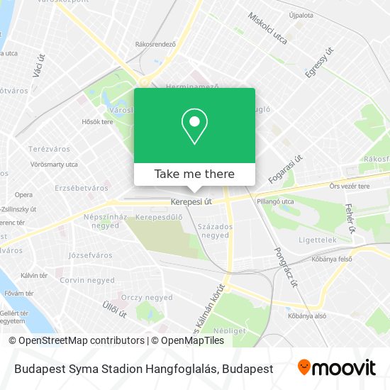 Budapest Syma Stadion Hangfoglalás map