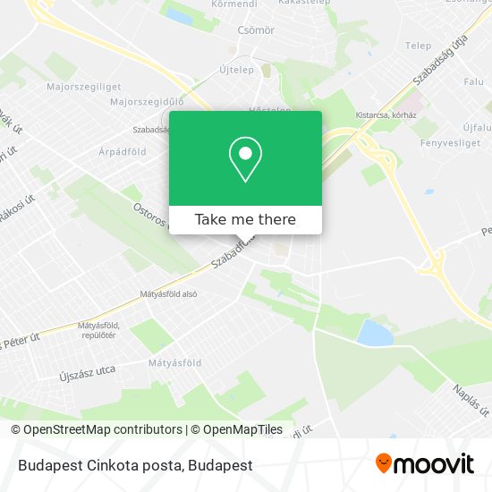 Budapest Cinkota posta map