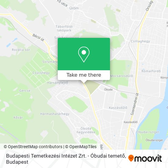 Budapesti Temetkezési Intézet Zrt. - Óbudai temető map